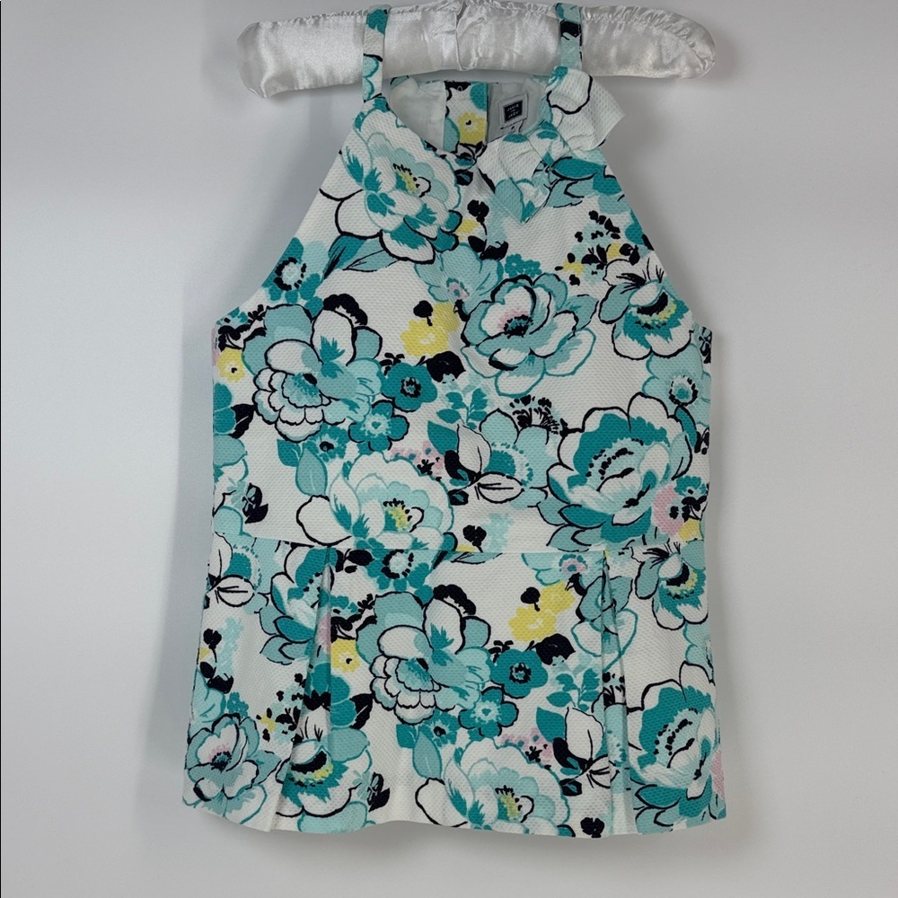 Janie and Jack Floral Halter Top in Teal and Yellow - size 8
